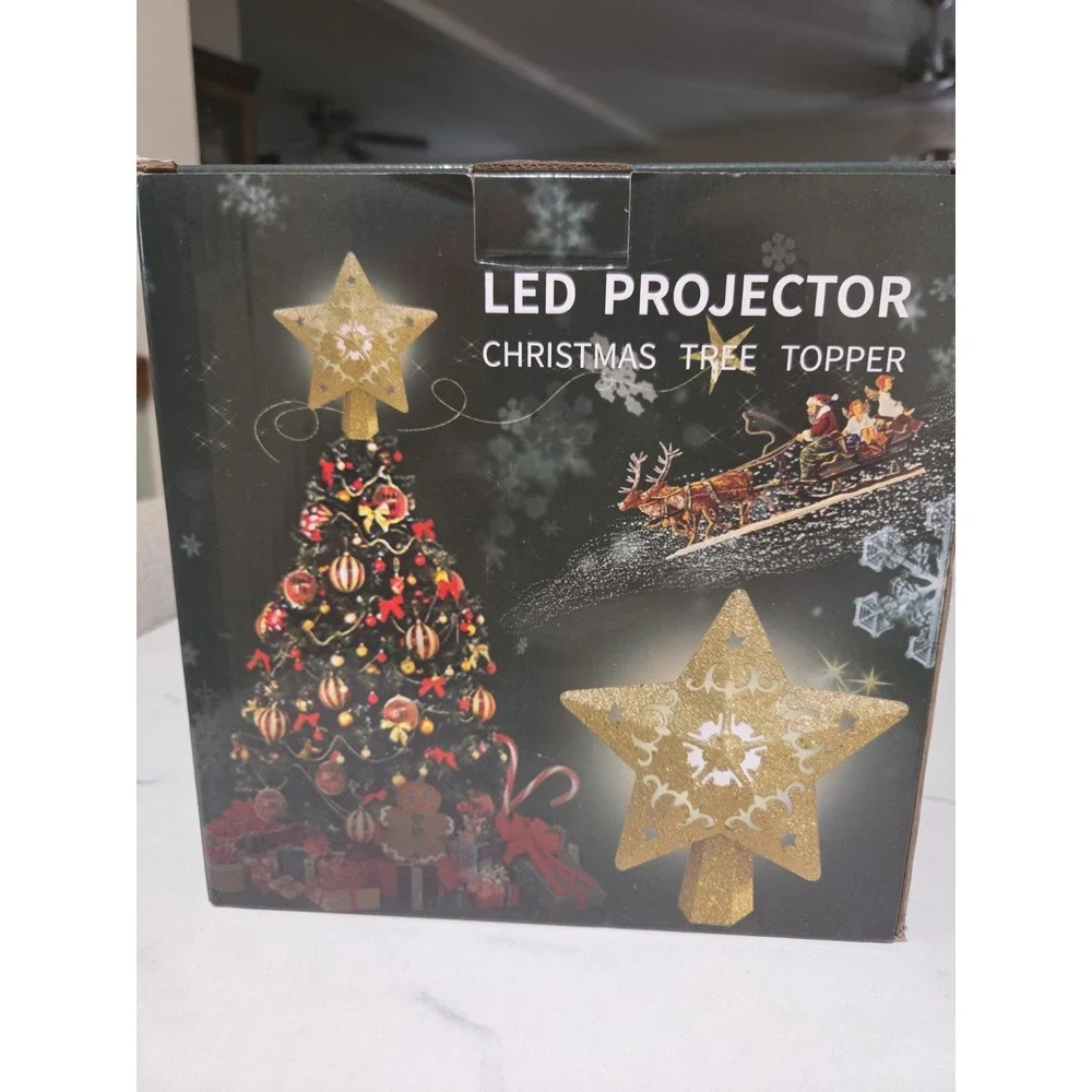 LED Projector Christmas Tree Topper  Silver Color 10 In